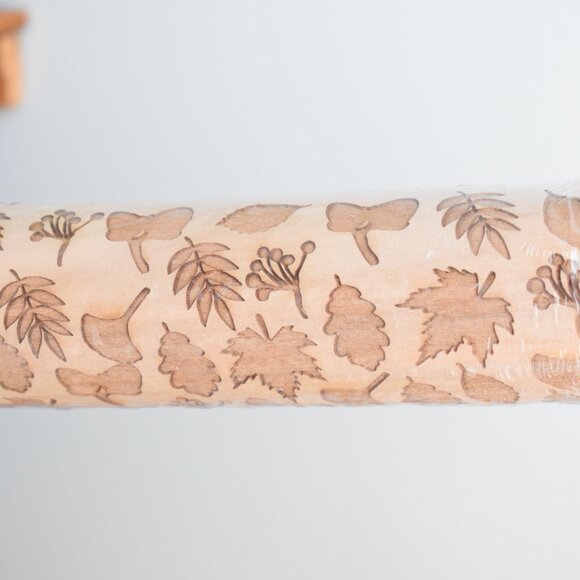 Two Fall Country Cottage Farmhouse Embossed Wood Kitchen Rolling Pin Set - Picture 3 of 5